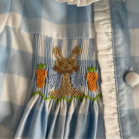 Banana Split smocked Gingham Easter Bunny Girls Boutique Dress sz 6 - Picture 6 of 12